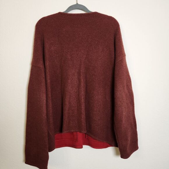 Eileen Fisher Reversible Zip Lambswool & Cotton Cardigan Sweater Jacket | Size M - Picture 5 of 10